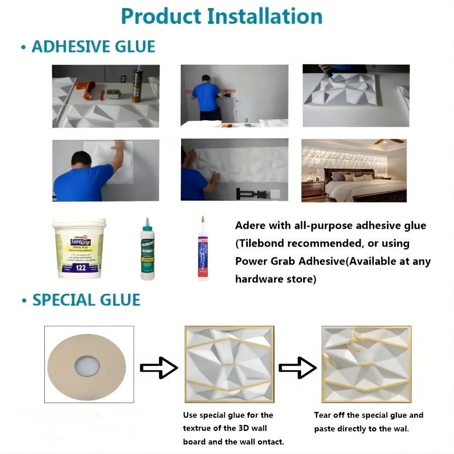 12/20/30PCS 3D Diamond Pattern Wall Panels, PVC Material 3D Wall Decorative Diamonds, Indoor Wall Decoration, 11.8x11.8 Inches, Includes Adhesive