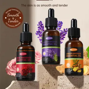 Ginger Rose Lavender Massage Oil 30ML, Body Scrubbing Essential Oil, Relaxing Aroma for Muscle Relief, Natural Skincare Solution