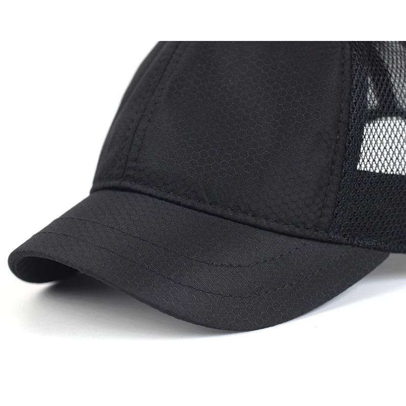 Mesh Short Brim Baseball Cap Men Women Breathable Dad Hat Adjustable Solid Trucker Style Low Profile Caps