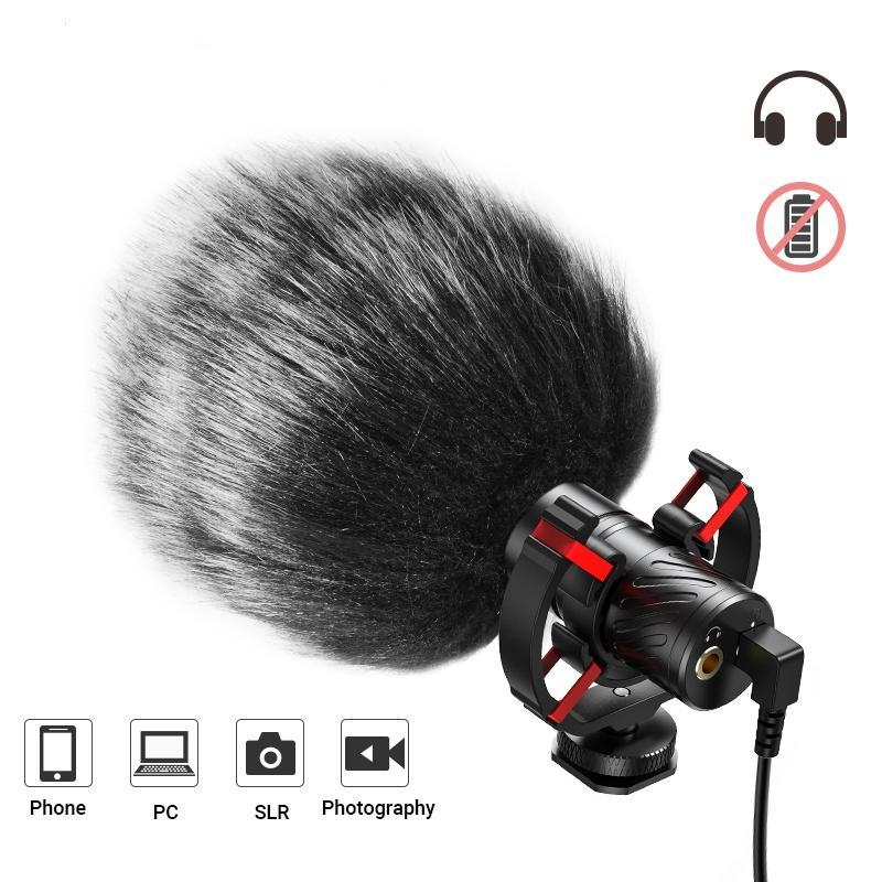Universal Microphone for Camera, Microphone with Shock Mount for DSLR, iPhone and Android Smartphones, Compatible with Canon EOS, Nikon, and Sony Cameras, Live Streaming Mic, Noise Canceling Mic