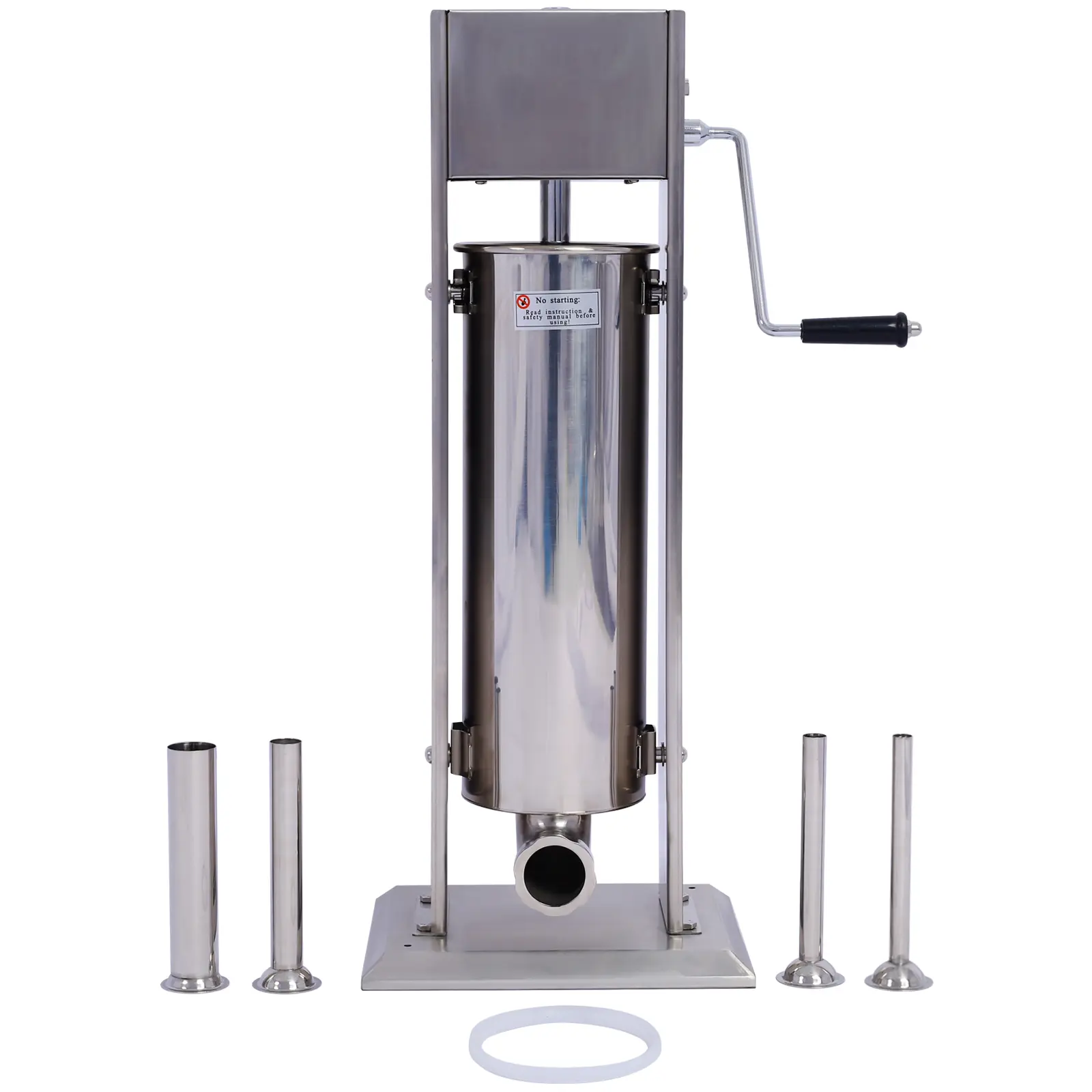 Nokaa Stainless Steel Commercial Sausage Stuffer Dual Speed Vertical Sausage Maker 7LB/3L Meat Filler with 4 Stuffing Tubes for Home Kitchen Butcher Shop Restaurant Use