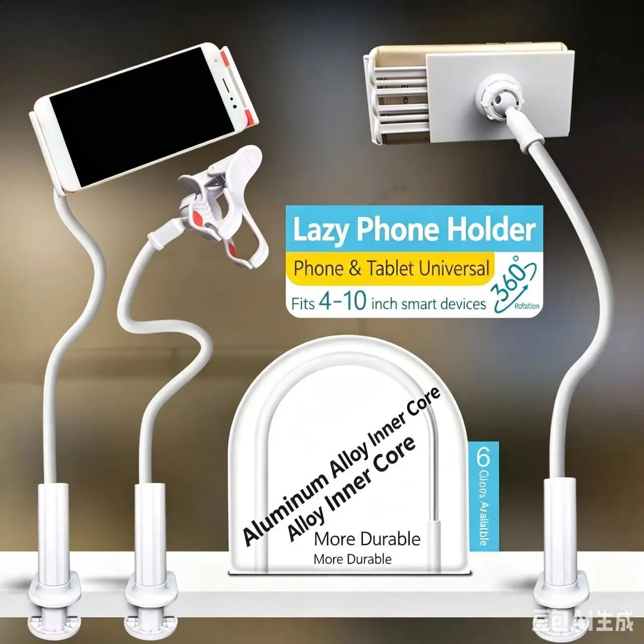 360-Degree Rotating Tablet & Phone Stand, Adjustable Bedside Mount with Flexible Spiral Base, Perfect Bedside Companion for Tablets and Smartphones, Tablet Holder