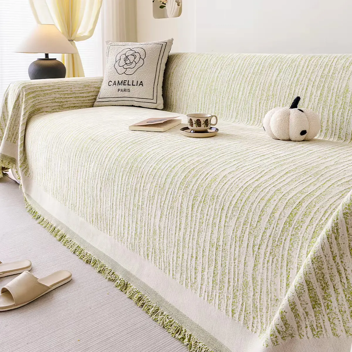 Minimalist Cream Style Full Cover Chenille Sofa Cover, Dustproof Couch Protector, Sofa Slipcover, Multi-Use All-Season Sofa Cover, Cover for Couch, Various Colors and Sizes