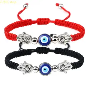 HearthVibe Studio Turkish Evil Eye Braided Rope Bracelet Available In Red And Black Tones, Adjustable Unisex Wristband With Decorative Charms, Fashion Wearable Jewelry For Daily Styling, Outdoor Activities And Friendship Gift Giving