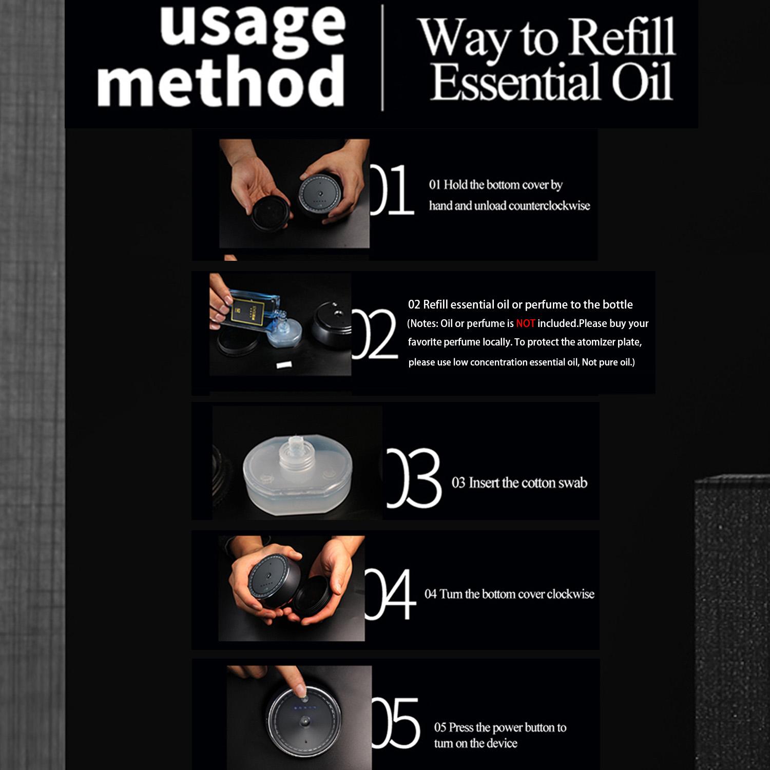 favizito Car Smart Aroma Diffuser, USB Rechargeable Car Air Freshener, Car Smart Aromatherapy Spray, Essential Oil Diffuser for Car, Waterless Car Diffuser