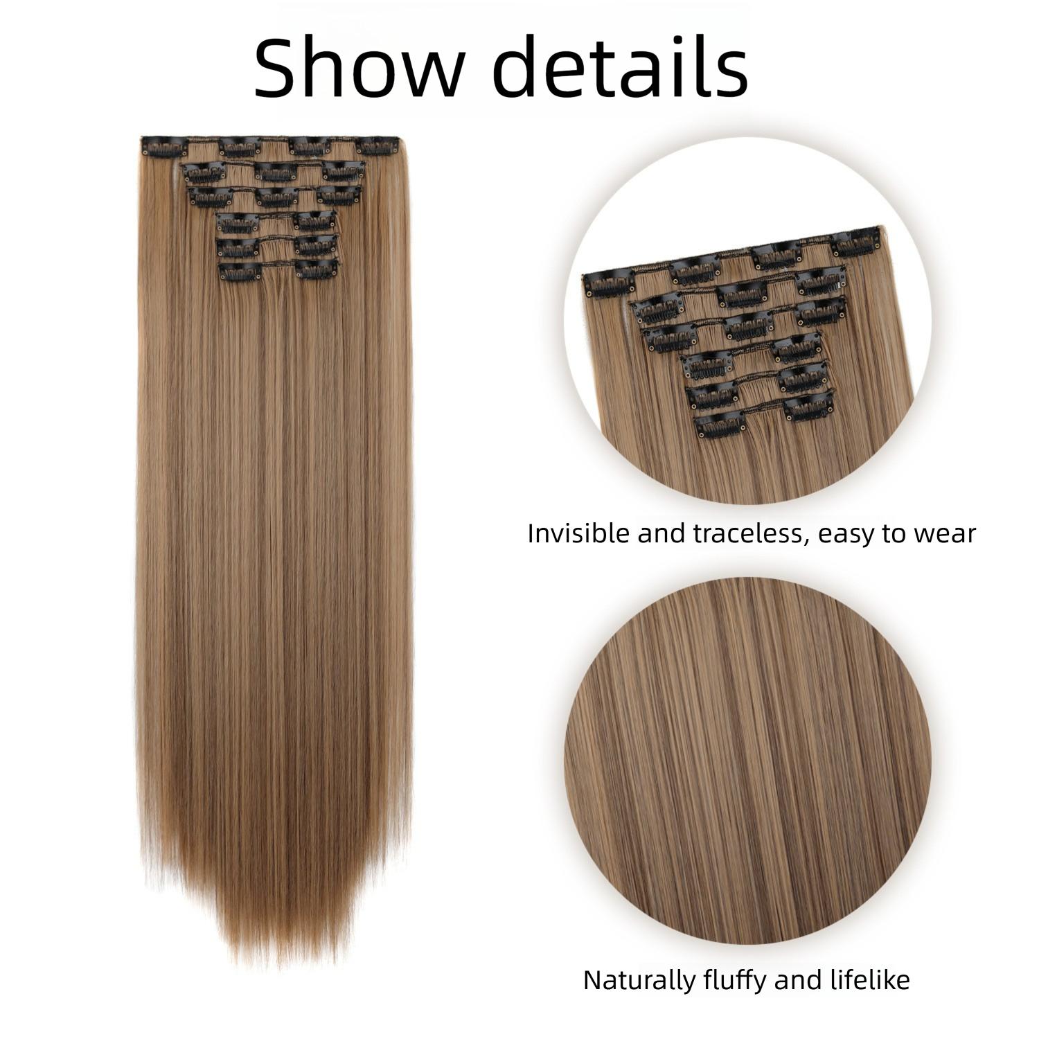 24 Inch Clip-in Hair Extensions 6pcs Long Straight Natural Look Synthetic for Women Soft Lightweight Comfortable Wear Everyday Use Youthful Style Extension Set half wig ponytails real human Short Dreadlock Curly Afro with Bangs Ice Sliky Fiber Headband az
