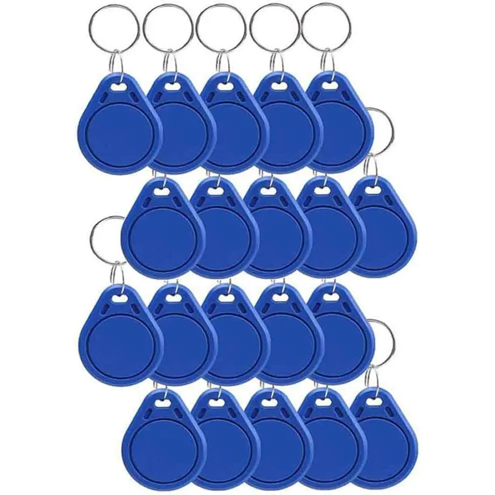 13.56MHz RFID Read-Only Synthetic Proximity IC Token Tag Key Fob - ISO14443A Compatible with Classic 1000 M1, for TT Door Locks & Blue Access Control System (20-Pack)