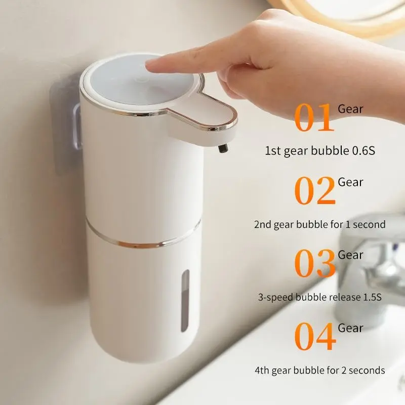 Automatic liquid soap dispenser, 45° upward nozzle, 350ml capacity, infrared sensor, contactless safety design, USB charging, low noise, suitable for bathrooms, kitchen accessories, essential cleaning supplies for dishwashing detergents