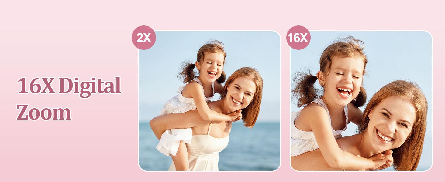 Digital Camera, FHD 1080P Digital Point and Shoot Camera with 16X Zoom Anti Shake, Compact Portable Small for Girls Boys Teen Student Cameras with 32GB Card, 2 Batteries