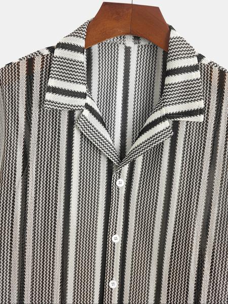 Men's Cuban Collar Short Sleeve Shirt, Lightweight Breathable Fabric, Perfect for Vacation & Outdoor Activities, Casual Comfort Fit Design, Casual Breathable Outfits