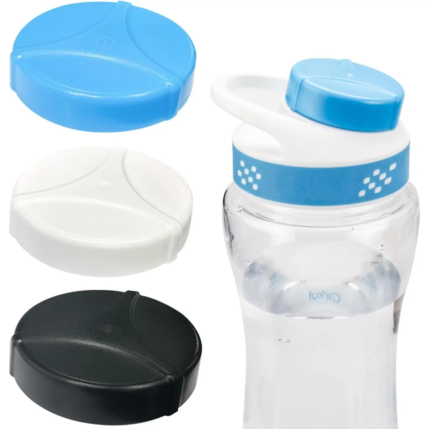 3 count Lid for  Water Bottle,Lid Compatible with  Bottle,Lid Applicable to for  Bottle of (Black/White/Blue)