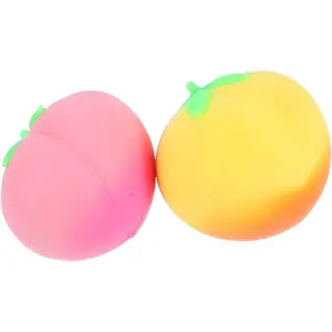 Kisangel 2pcs Peach Shaped Decompression Stress Relief Realistic Fruit Squeeze Balls for Adults and Soft Squishy Vent Playthings for Relaxation and Emotional Release
