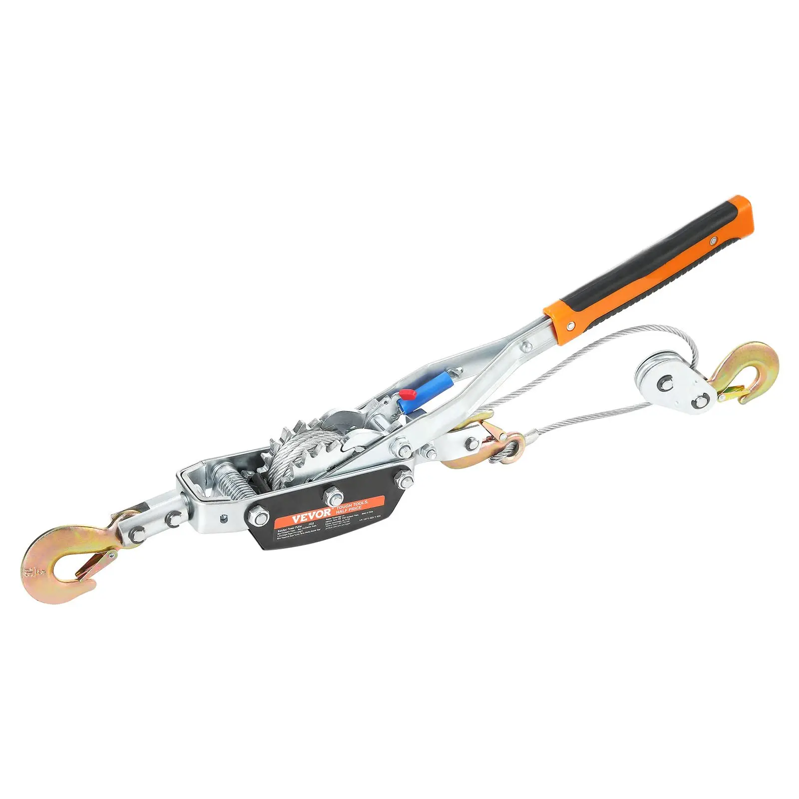 【DealsForYouDays】VEVOR JX50 Heavy Duty Ratchet Tool Power Puller, 5T (11023 lbs) Pulling Capacity, 11.5ft Length Steel Cable, 3 Anti-Slip Hooks, Dual Gears, Automotive Hoist for Vehicle Rescue, Furniture Movers, Jx50 Model