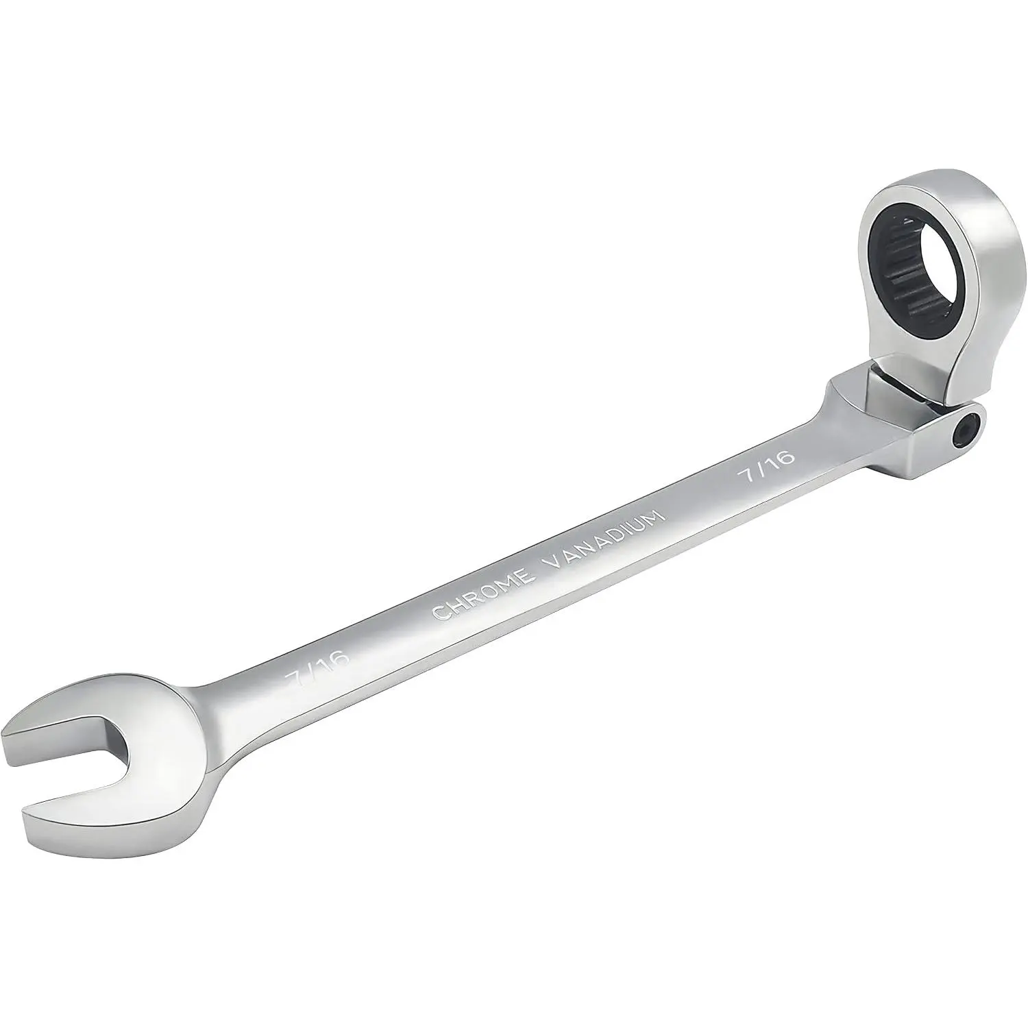 7/16 Inch Flex- Ratcheting Combination Wrench SAE 72  12 Point Ratchet Box Ended and Open End Spanner Tools, Flexible  Gear Wrench, Heat-Treated CR-V