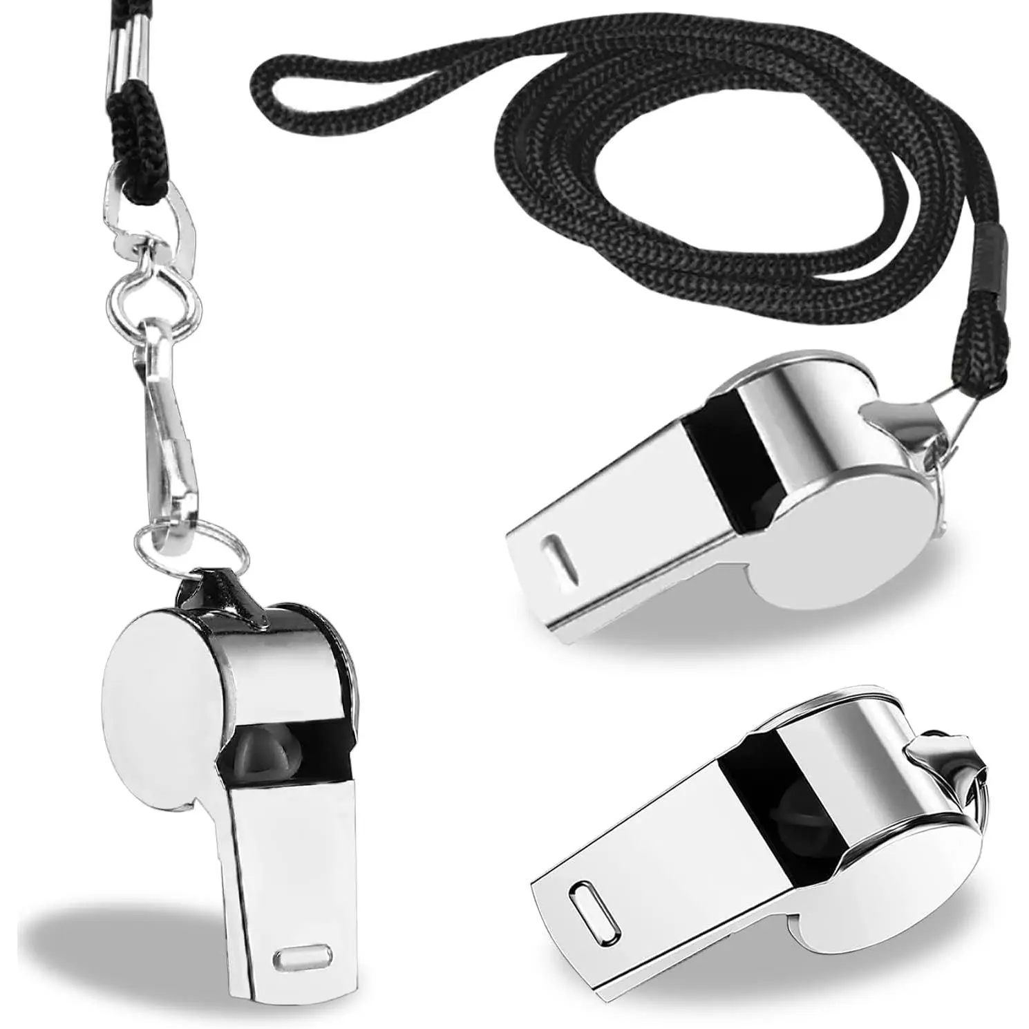 Whistle for Coaches,Whistle with Lanyard for Coaches Teachers Referees  Outdoor (3 Pcs Loud Stainless Steel)