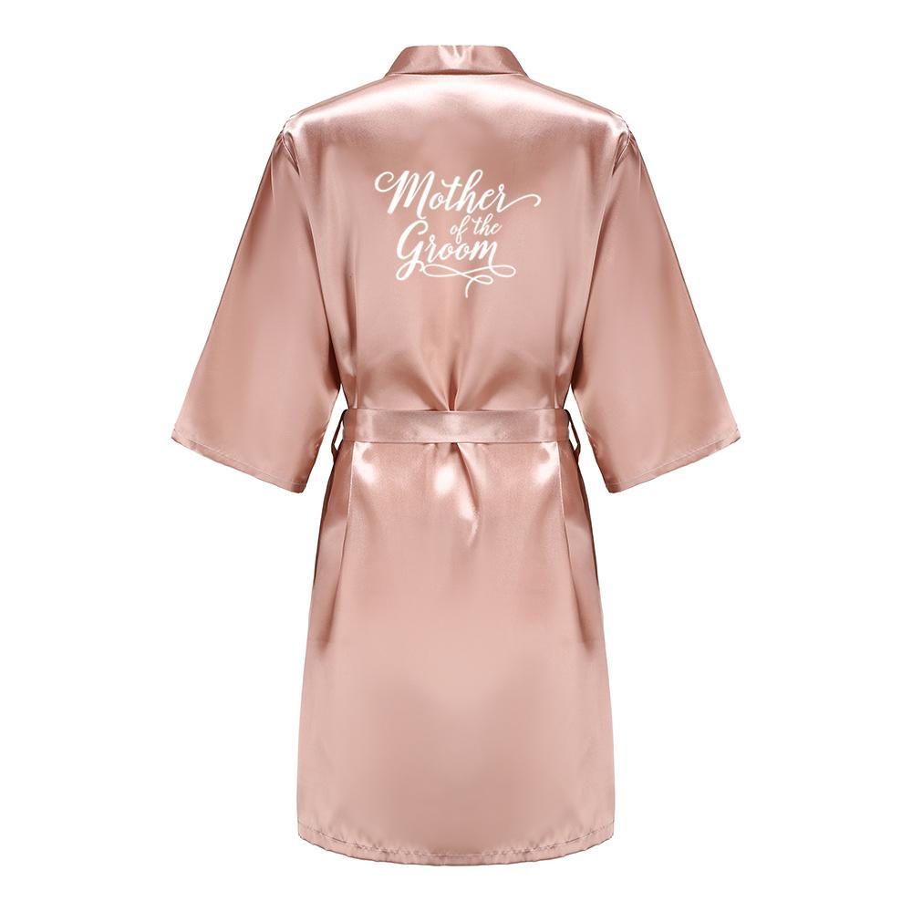 Rose Gold Satin Team Bride Bridesmaid Robe Wedding Bathrobe Gown Women Dressing Sleepwear Mother Maid of Honor Kimono
