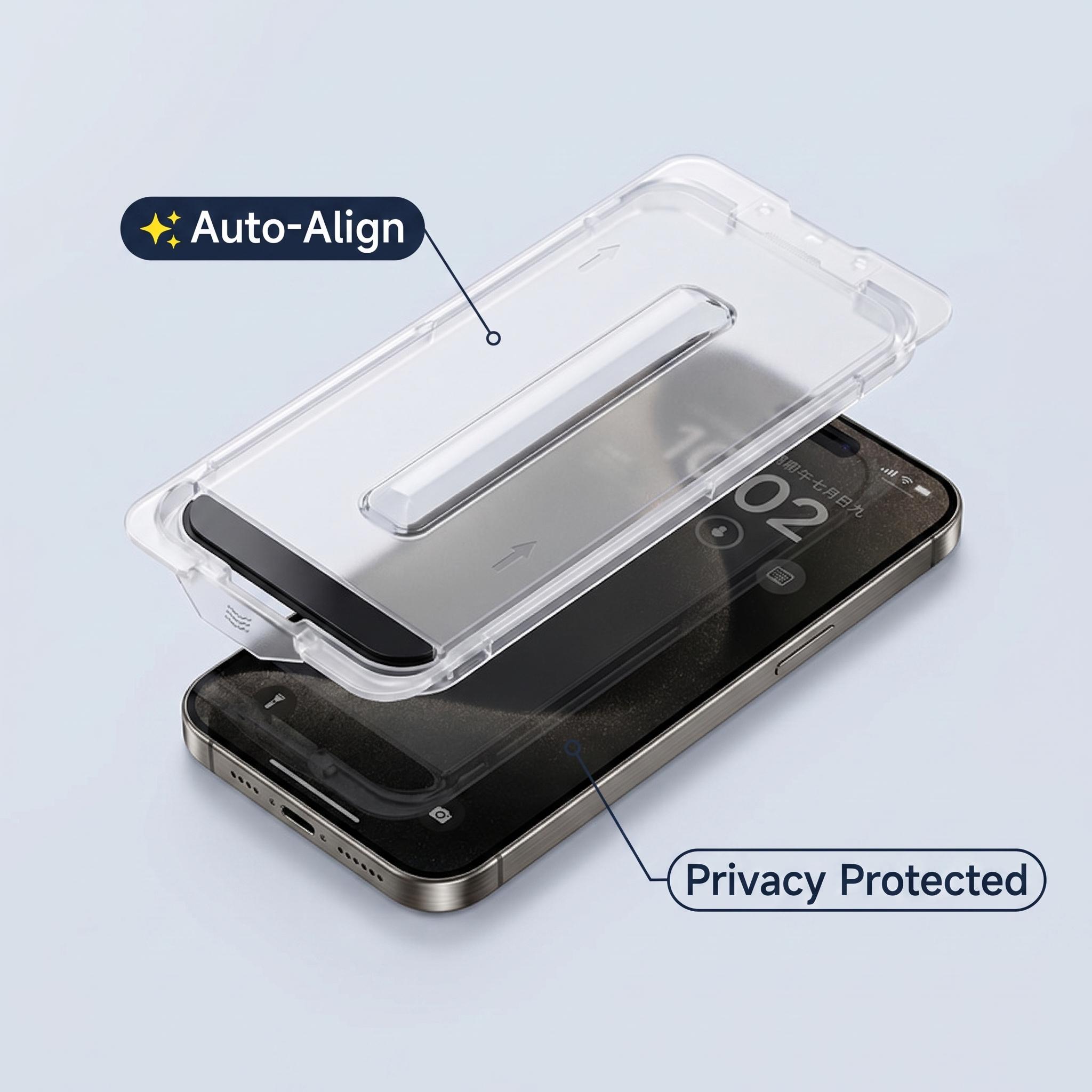 Auto-Align Privacy Screen Protector for iPhone 17 Pro Max, Dust-Free Installation Kit with 9H Hardness, Anti-Spy Tempered Glass
