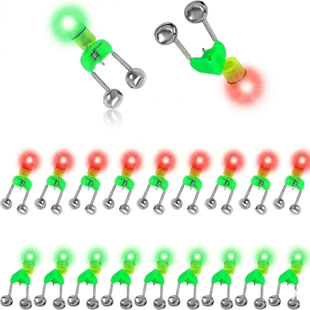 Fishing  Bells, 50 count Plastic Fishing Rod Clips with  Alert Bells /20PCS with Led Lights