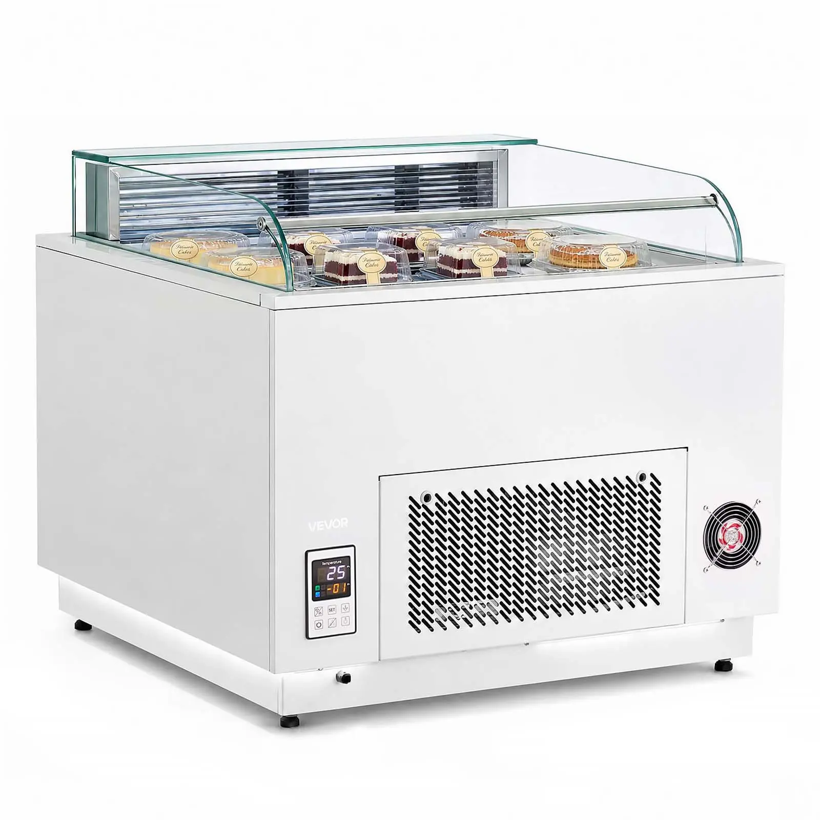 VEVOR Open Air Merchandiser, 3.1 cu. ft. Shelving Commercial Refrigerator, Grab and Go Fan Cooling Display Cooler, with LED Lighting, Night Curtain, Horizontal for Restaurants, Stores, Office