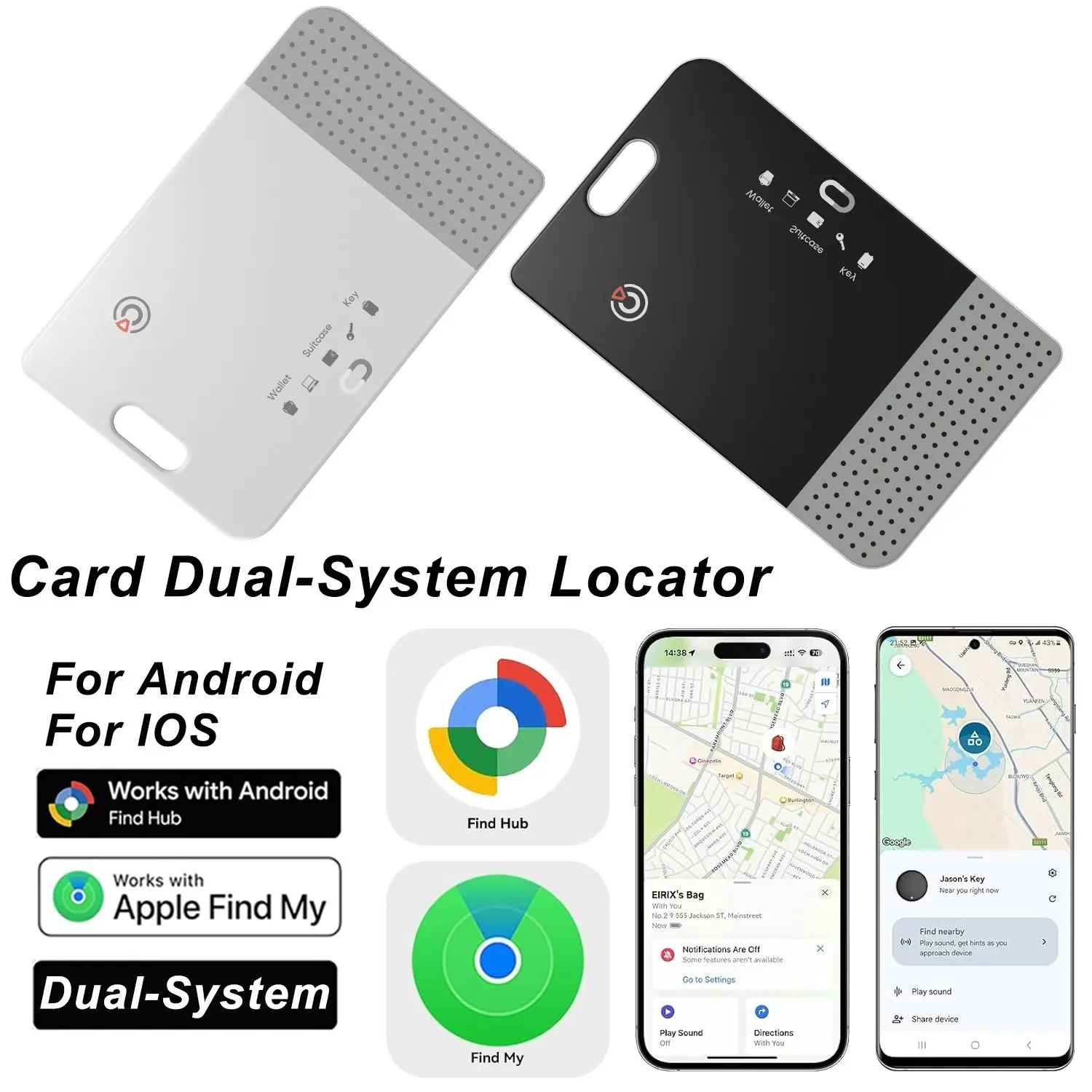 2026 Dual System Smart Wallet Location Card | Compatible with Apple Find My and Android | Rechargeable, IP68 Waterproof, Global Tracking (Suitable for Luggage/Passport/Wallet/Backpack)
