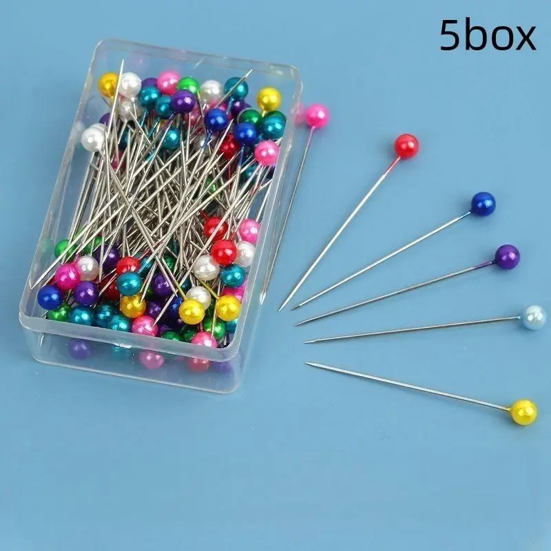 5 Boxes/500 Colorful Pearl Straight Pins, Ideal for Sewing, DIY Crafts, Pinning, and Fashion Accessories, Essential Craft Supplies
