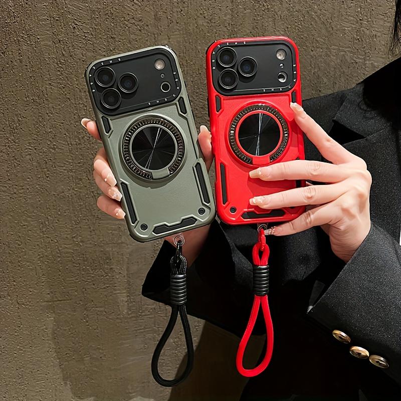 Phone Case: Three-in-one Shockproof and Anti-slip Stand Phone Case with Lanyard, Suitable for iPhone 15/15 Pro Max/16/16 Pro/16 Pro Max/16 Plus/17/17 Pro/17 Air/17 Pro Max. Detachable with a Lanyard for Hand Carrying, Rotatable Stand