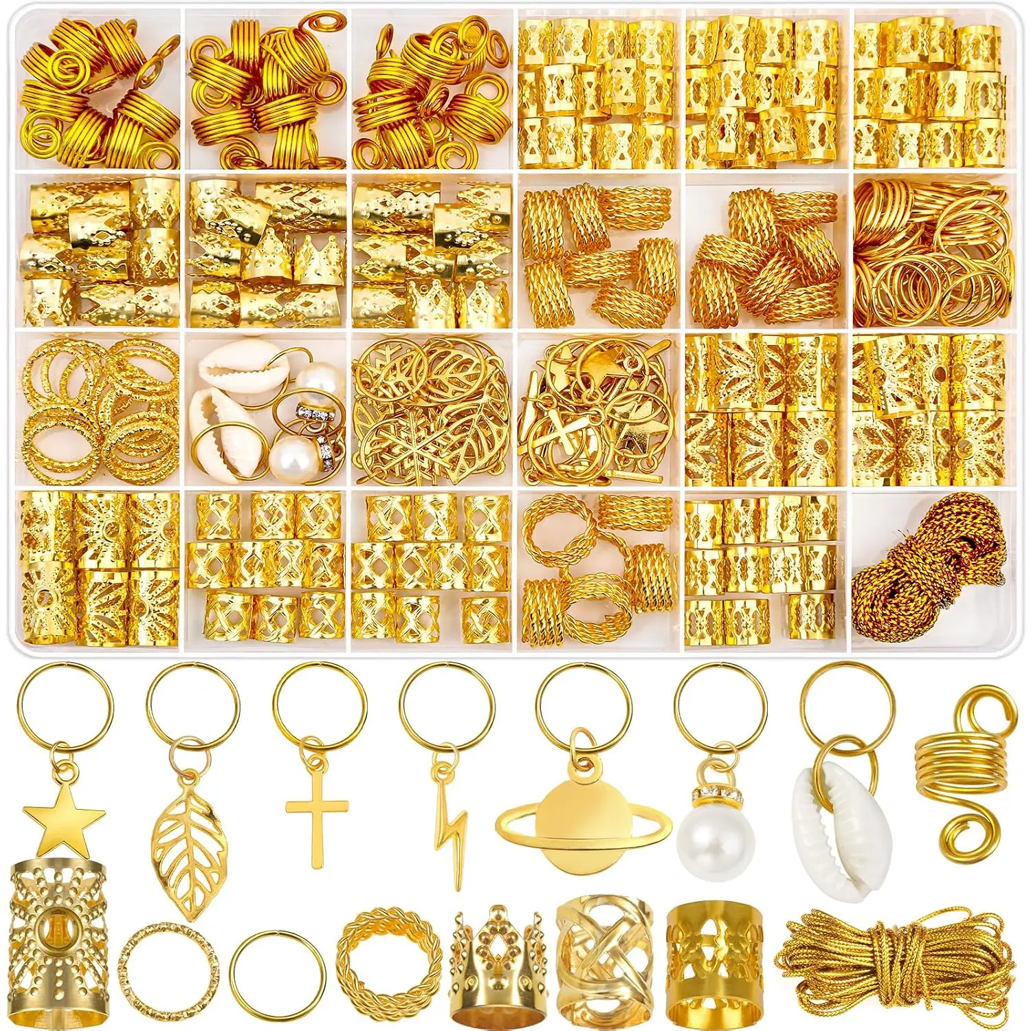 259 count Hair , Hair Accessories for Braids  Loc  for Hairs Dreadlocks Braid Jewelrys Hairs Cuffs Clips Dreadlock Accessories for Women's Loc Charms Rings Decoration
