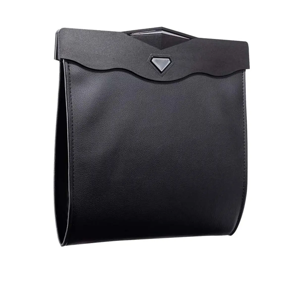 Leather Trash Bag  LED  Organizer Storage Garbage Can (Black)