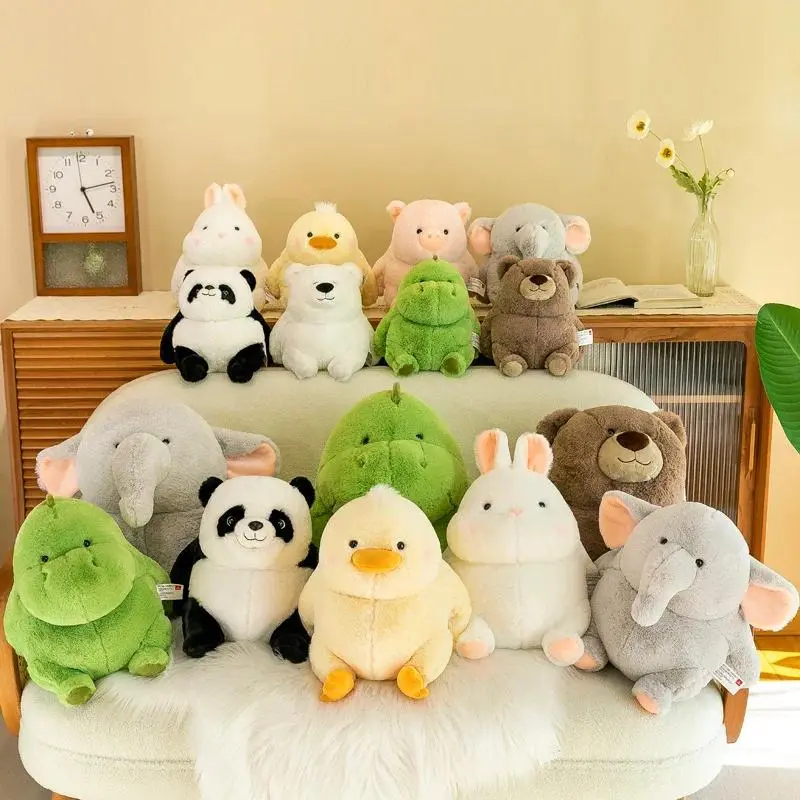 25cm Cute Fat Sitting Posture Brown Bear White Bear Panda Elephant Duck Pig Rabbit Dinosaur Plush Toy Sleeping Pillow Doll Gift