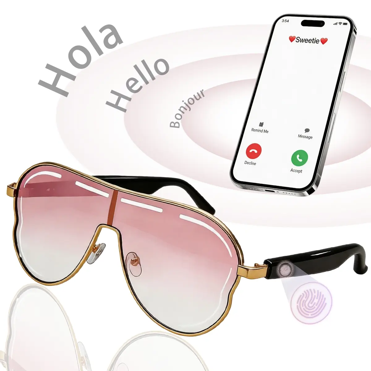 Smart Audio Glasses,AI Translation,Support Over 130 Languages, UV Protection Lens,Hands-Free Photo Capture,Bluetooth Glasses with Voice Assistant for Outdoor Travel, Meeting