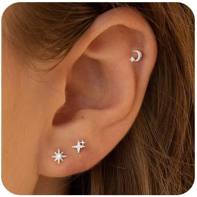 20G  Flat  Earrings for Women - 14K / Plated Small Flat  Stud Earrings  Cartilage Helix