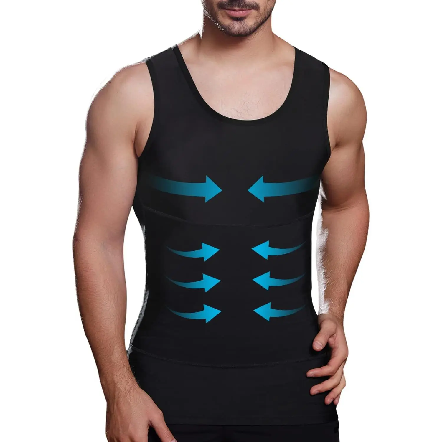 Mens Slimming Compression Shirt, Body Shaper Workout Tank Top, Gynecomastia Tummy Control Undershirts - Change in Seconds(Gift)