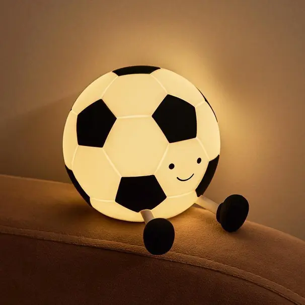 Rechargeable Silicone Football Tap-Tap Night Light, Timable Color-Changing LED Lamp, Creative Indoor Decorative Table Lamp for Bedroom Home Supplies, Party Gifts
