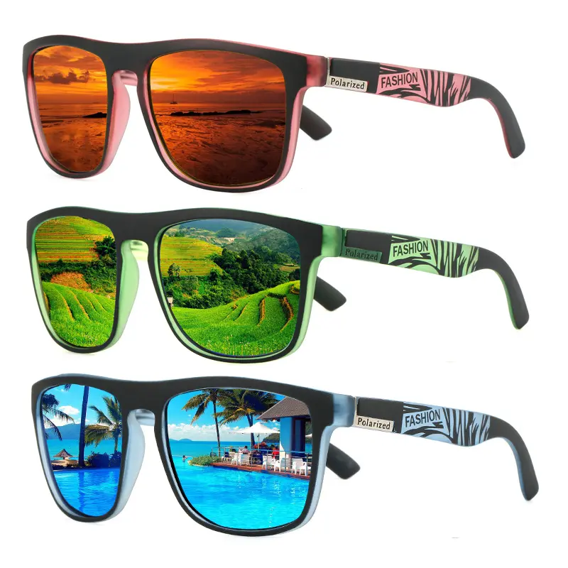 Vintage Sports Sunglasses for Men D731, Elastic Frame with Polarized Mirror Lenses, UV Protection for Driving, Cycling & Fishing, Polarized Lenses, Mirror Finish, Sports Look, Square Shape, Unisex Wear, Sport Look