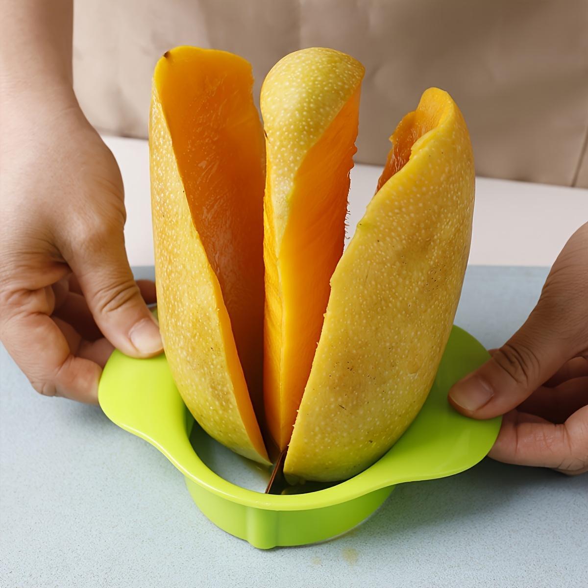 Stainless Steel Mango Slicer, Easy-To-Use, Curved Blade for Perfect Cuts, Manual Kitchen Tool, Mango Pit Remover, Ideal for Cooking