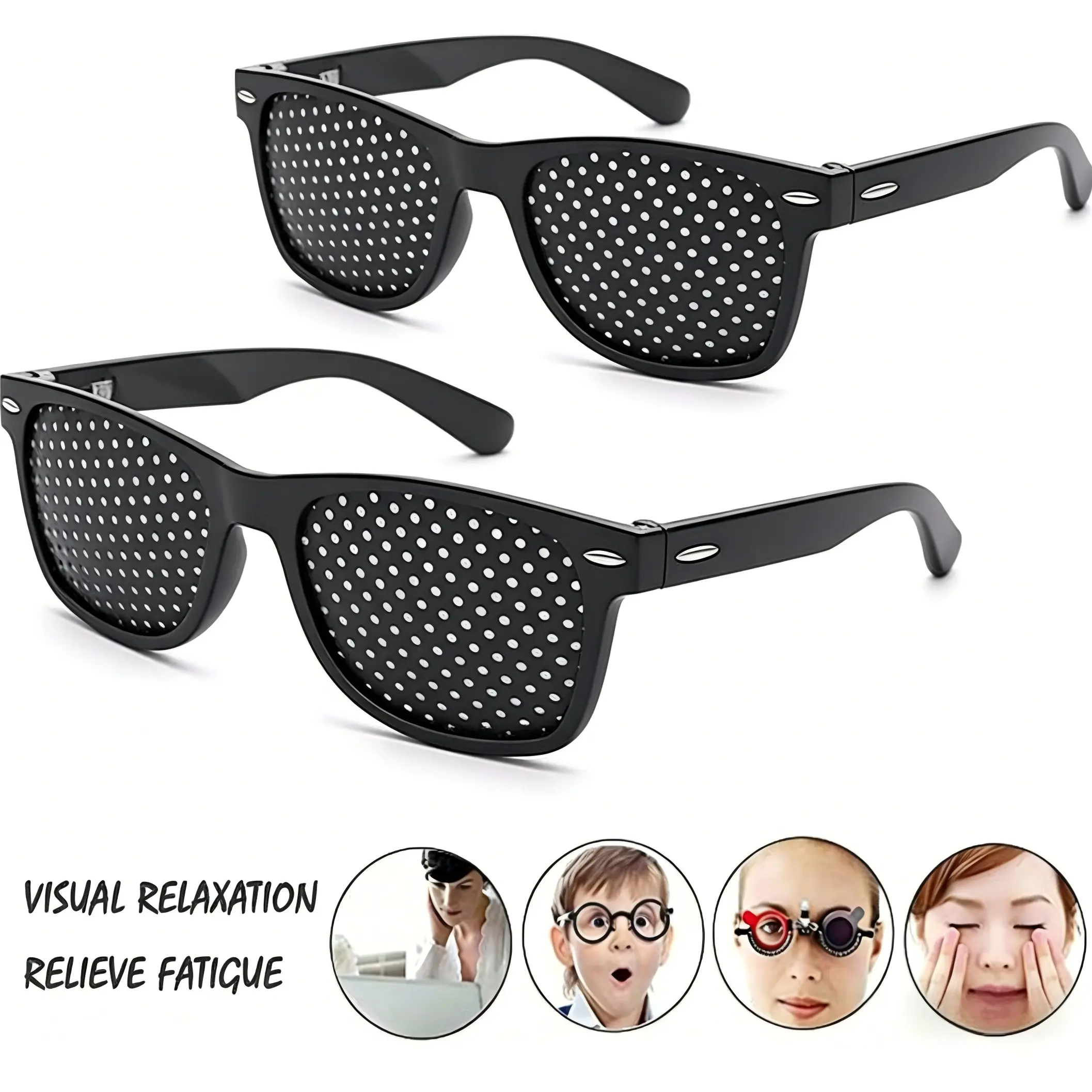 Unisex Retro Pinhole Glasses, Full Rim Plastic Vintage Eyewear for Daily Outfits, Screen Eye Strain Relief & Vision Training