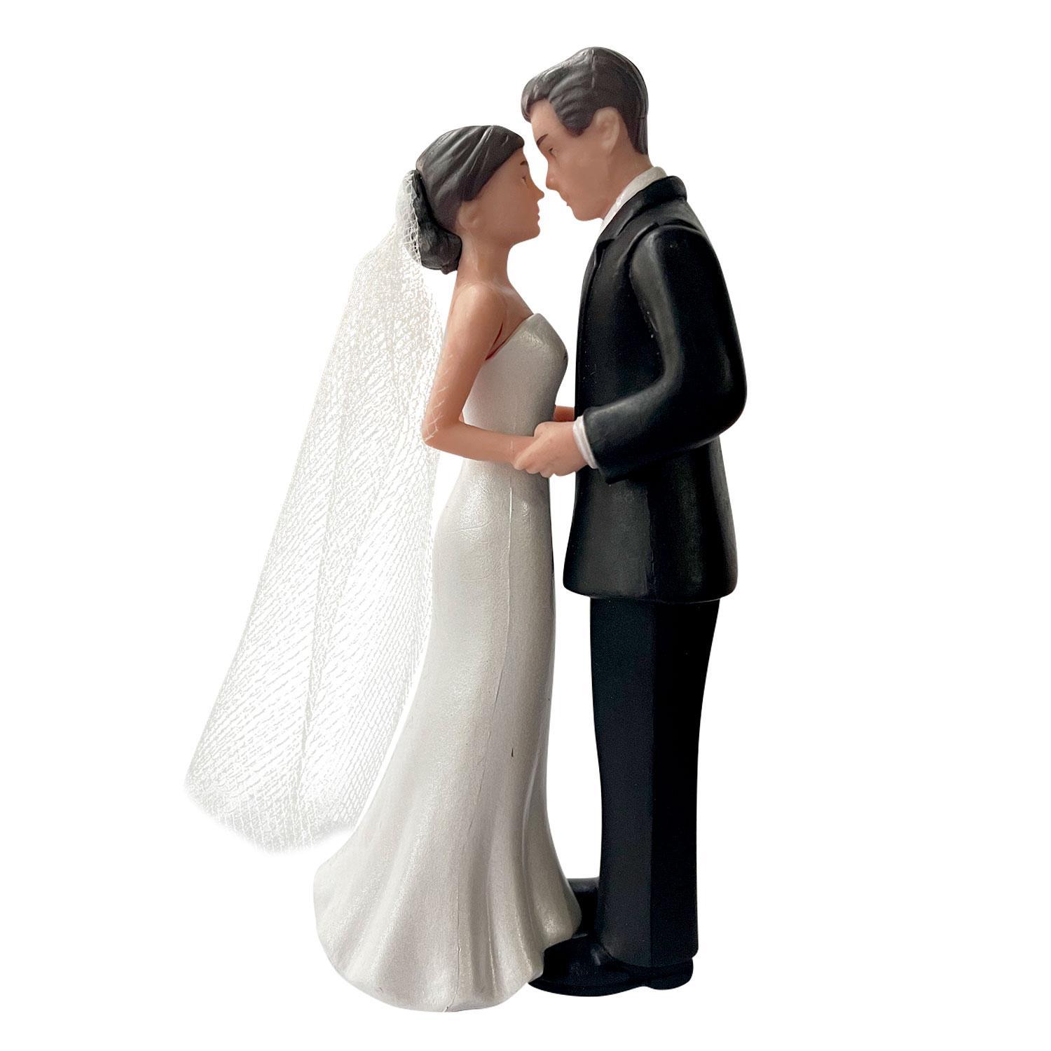 Elegant Bride & Groom Wedding Cake Topper with Veil 4.3" - Anniversary, Bridal Shower, Engagement Party Decoration Elegant Bride & Groom Wedding Cake Topper with Veil 4.3" - Anniversary, Bridal Shower, Engagement Party Decoration