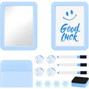 15PCS Locker Accessories Set, Back to School Supplies Includes Magnetic Mirror, Whiteboard, Markers, Pen Holder, Magnets, Locker Organizer for School Office (Blue)