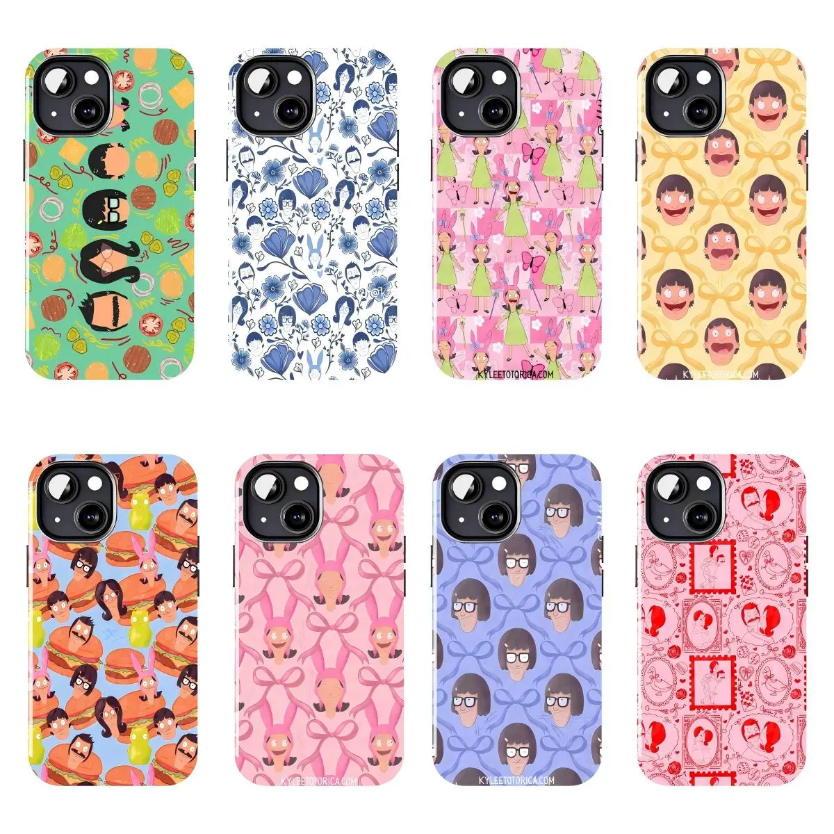 Bob's Burgers Phone Case Cute Cartoon Pattern Kawaii Funny Family Animation Food Burger Aesthetic Protective Cover Compatible with iPhone 11–17 Pro Max/Plus Series and Samsung Galaxy S23–S25 Series