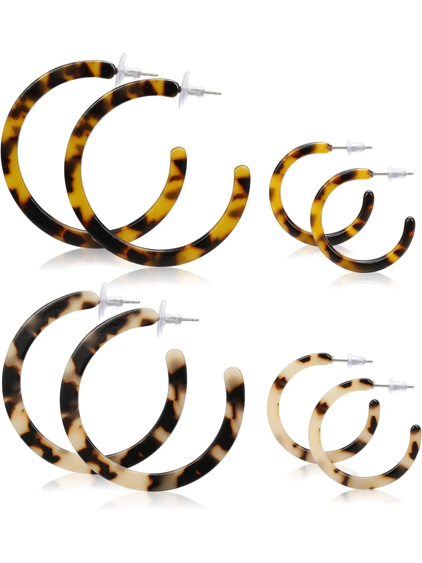 4-8 Pairs Acrylic Earrings, Resin Geometric Hoop Fashion Earrings, C Shaped Earrings for Women, Boho Statement Drop Dangle Earrings