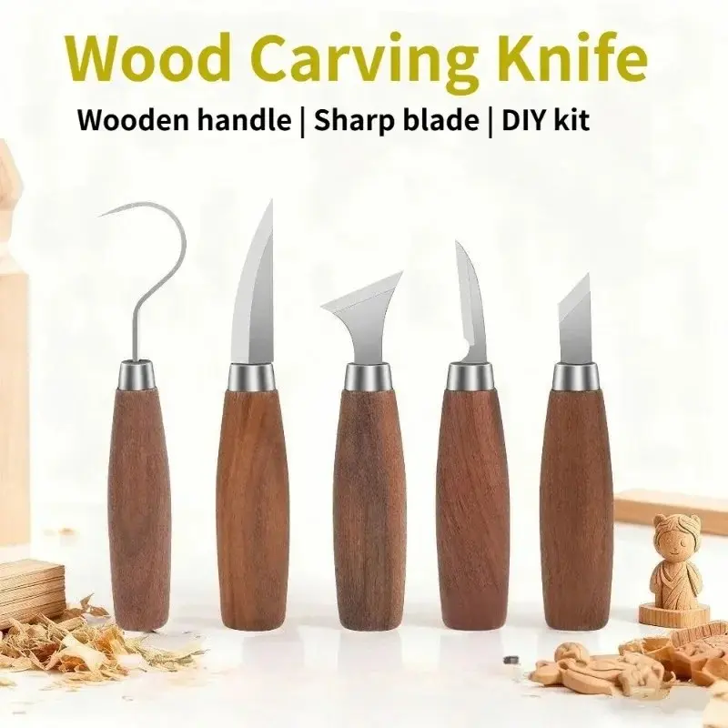 5Pcs/Set Tools for Wood Carving Chisel,Woodworking Cutter Hand Tool Set,Professional Wood Carving Knife DIY Peeling Woodcarving Carpentry Tools