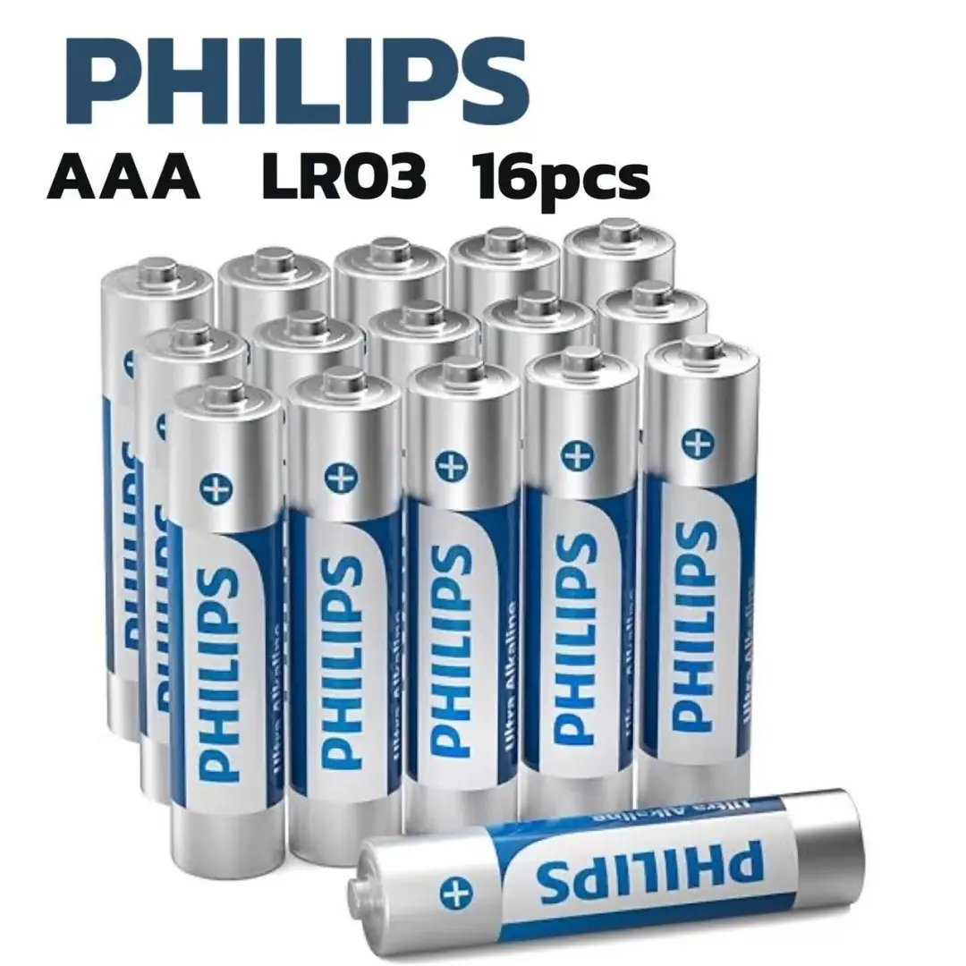 PHILIPS AAA Batteries 16 Pack, Long Lasting 1.5V Alkaline Batteries with 10-Year Shelf Life, Reliable Power for Remotes, Toys, Gaming Controllers, Wireless Mouse & Back To School Essentials