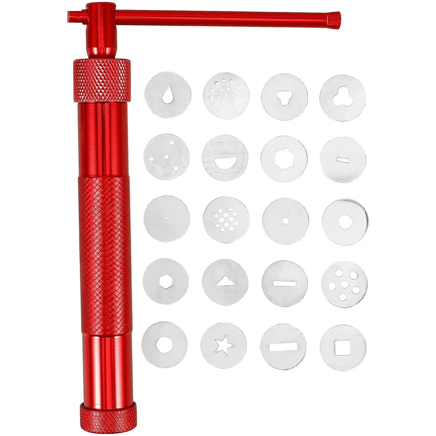 Polymer Clay Tools: Clay Extruder - Pasta Extruder with 20 Discs - Cake Fondant Decorating Tool