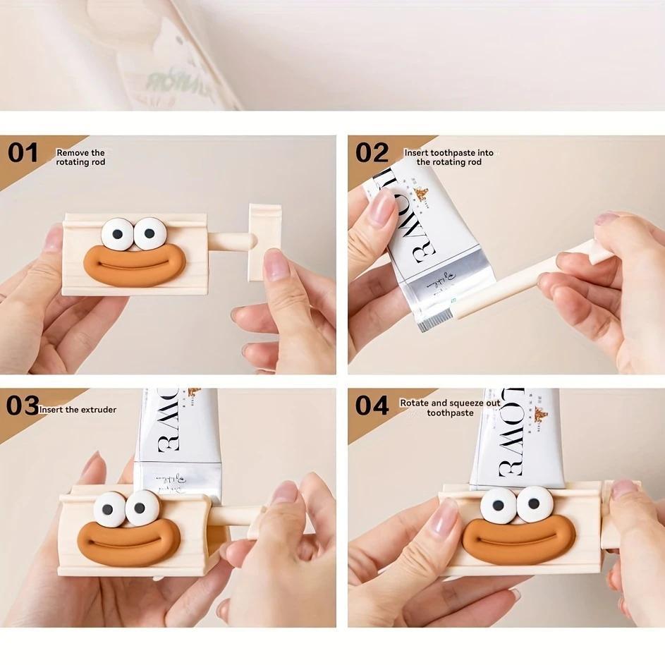 2-Pack Easy Squeeze Toothpaste Dispenser with Cute Big Mouth Design, Manual Bathroom Accessory for Easy Toothpaste Use