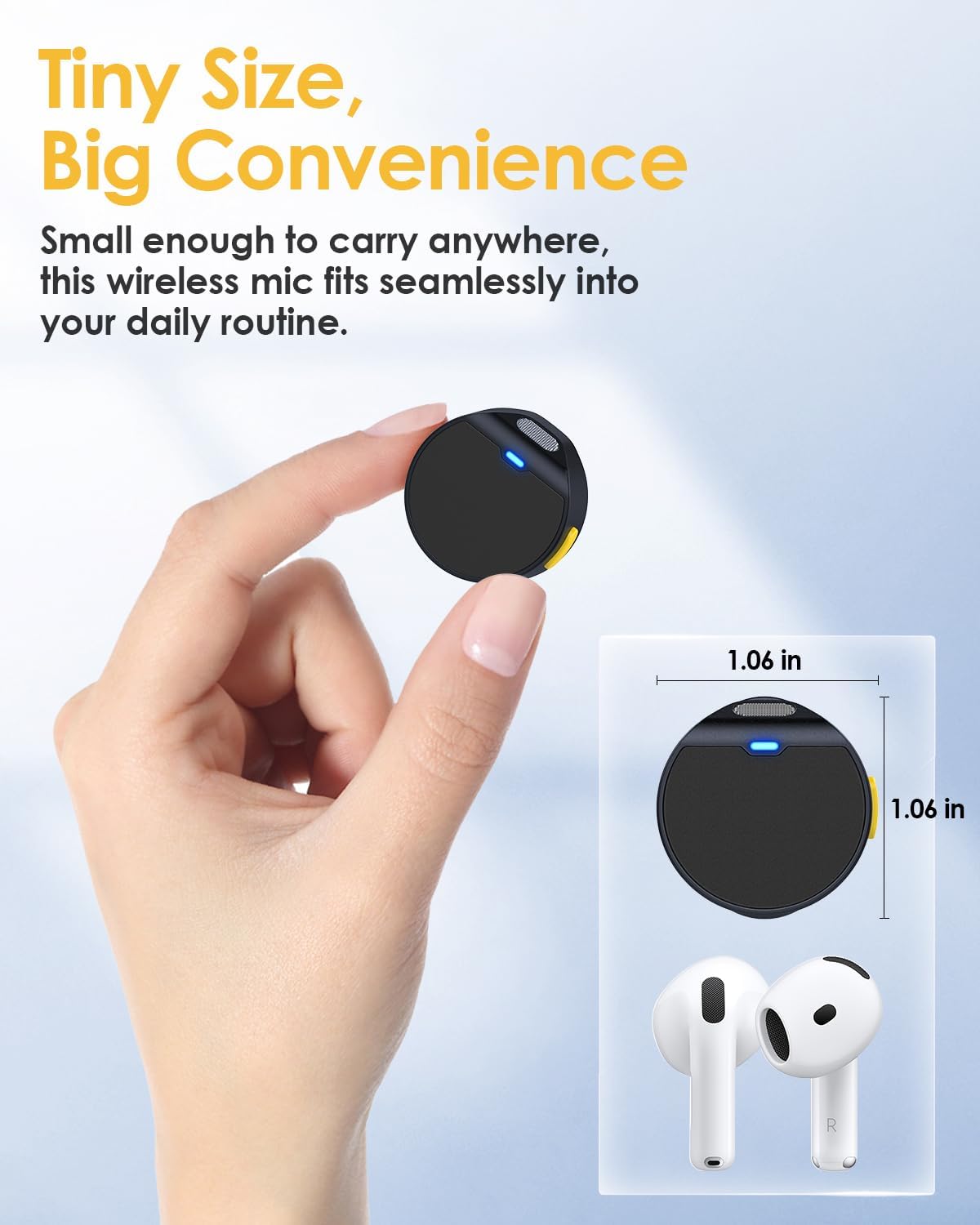 Wireless Lavalier Microphone for iPhone/Android, Mini Microphone with Noise Cancellation, Magnetic Backclip, 2 Pack USB-C Mini Mic for Video Recording, Content Creators, Vlogging, Youtubers