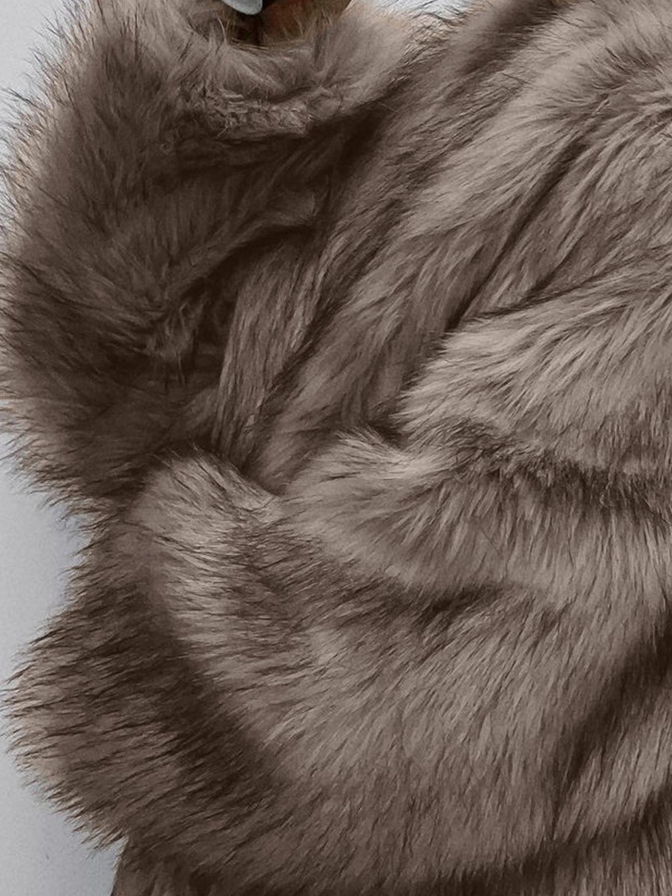 Women's Solid Color Open Faux Fur Coat, Loose Fit Jacket, Elegant Long Sleeve Waterfall Collar Outerwear for Fall & Winter, Women's Clothing for Daily Wear, Clothing for Women