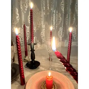 1 Box Of 6 Pieces Retro Spiral Dining Table Candles, Creating A Romantic Dining Atmosphere, Essential Home Decor