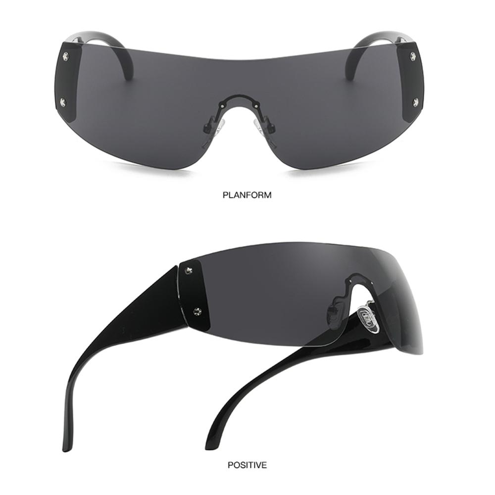 1pc Trendy Rimless Star Y2K Sunglasses for Women Men Punk One Piece Goggles Oversized Wrap Around Shades 2000's Eyewear UV400