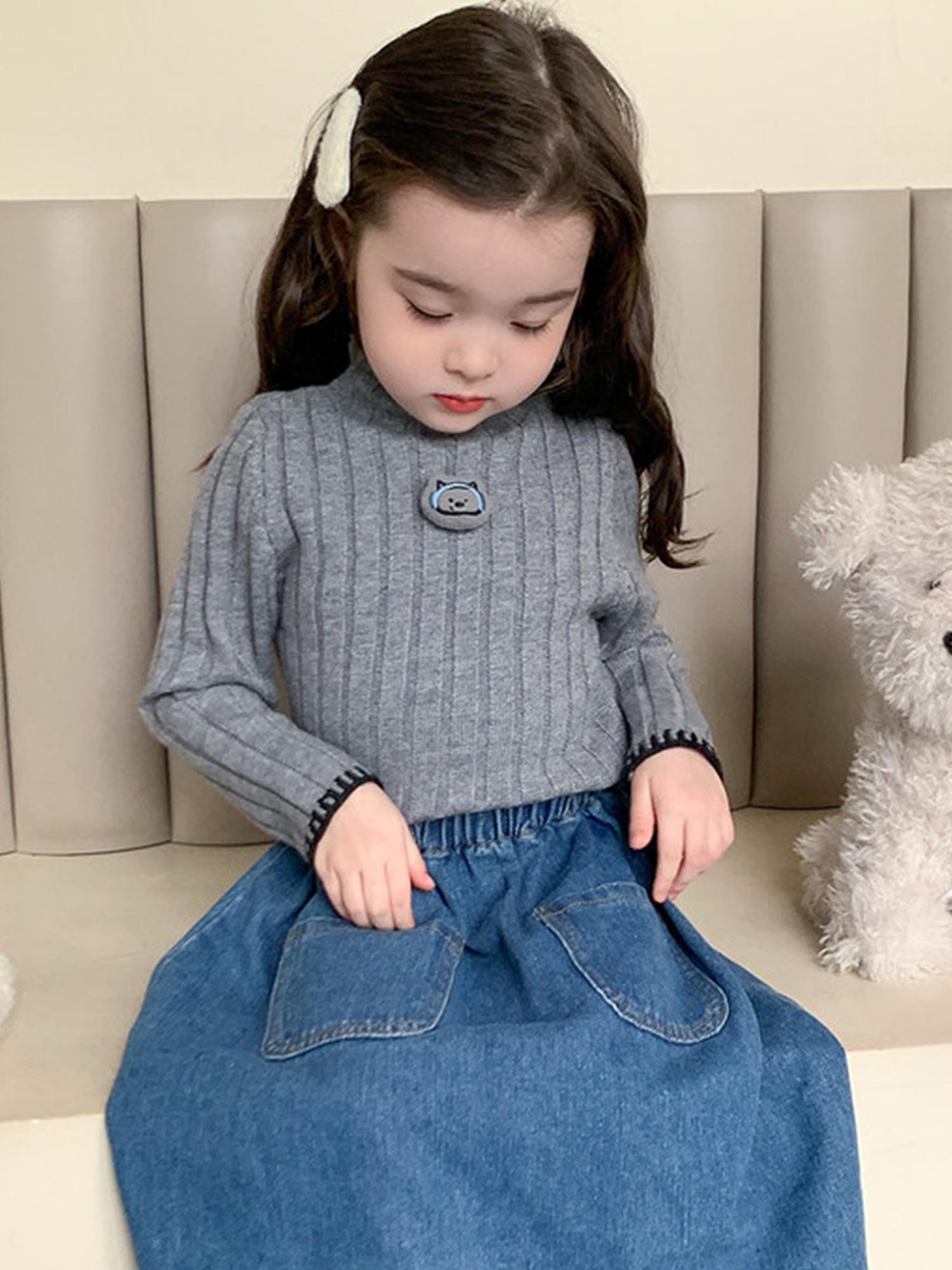 Girls' Thickened Turtleneck Sweater - Slim Fit Winter Warm Base Layer, Cute Solid Color Sweaters for Uniforms & Layering, Hand Washable Cold Weather Sweating Less for (for easy Outfits)