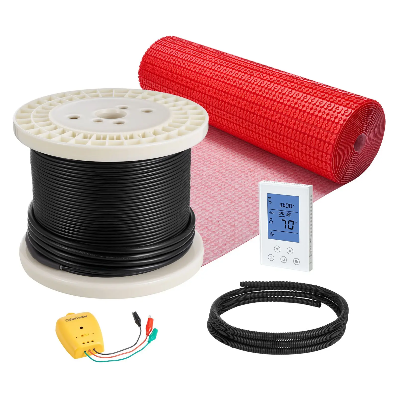 VEVOR 120 sqft Floor Heating Mat System, 120V Electric Radiant Heated Floor System, with Decoupling Membrane Smart Control Thermostat Alarm, Easy Installation for Tile, Stone, Vinyl